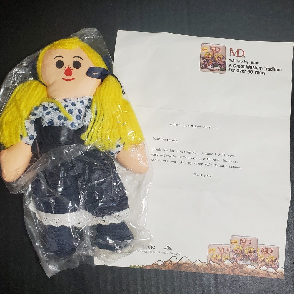 Maisy Daisy MD Toilet Paper Cloth‎ Rag Doll Promotional Advertising Toy W/Letter